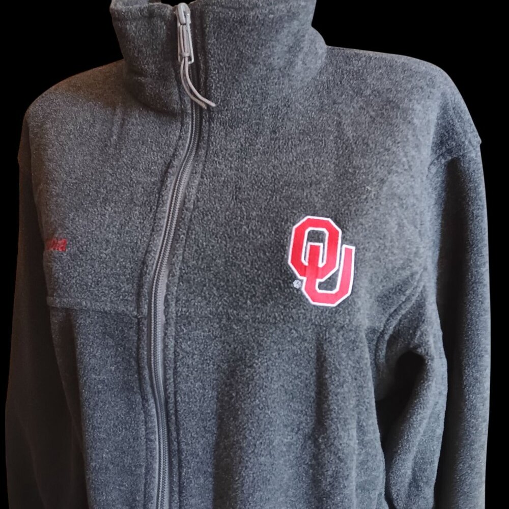 Mens Medium Womens Large Fleece Jacket Columbia Oklahoma Sooners Full-Zip Gray